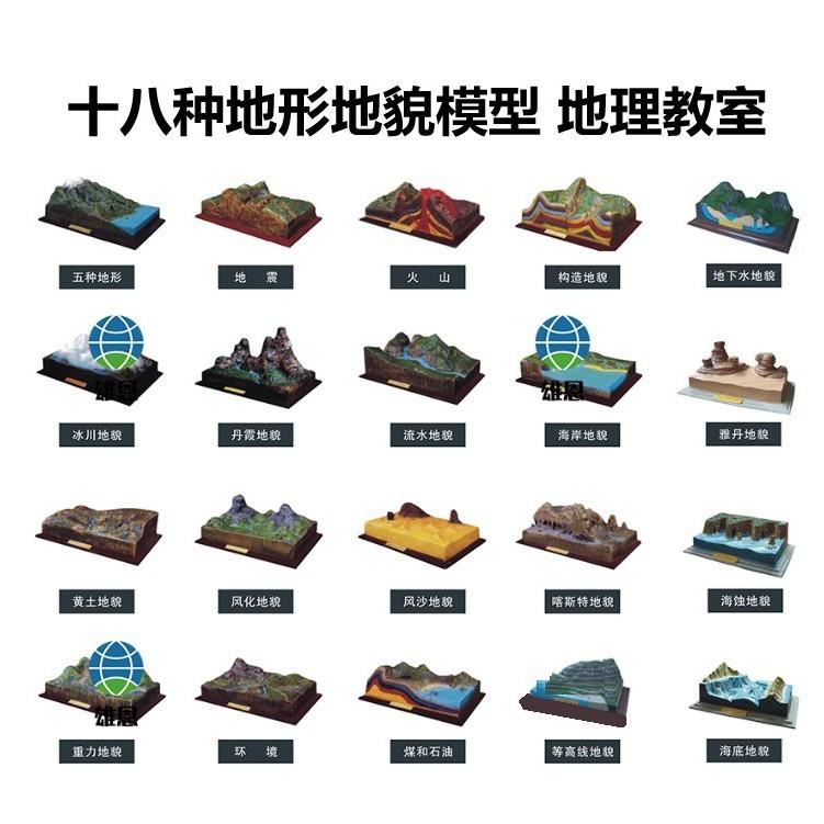 18种地形地貌模型 丹霞地貌模型 黄土地貌模型 流水地貌模型 地理