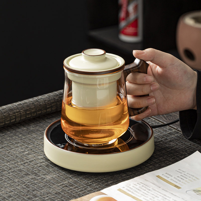 茶水分离玻璃茶杯子陶瓷内胆个人喝茶办公泡茶恒温器组合礼盒套装