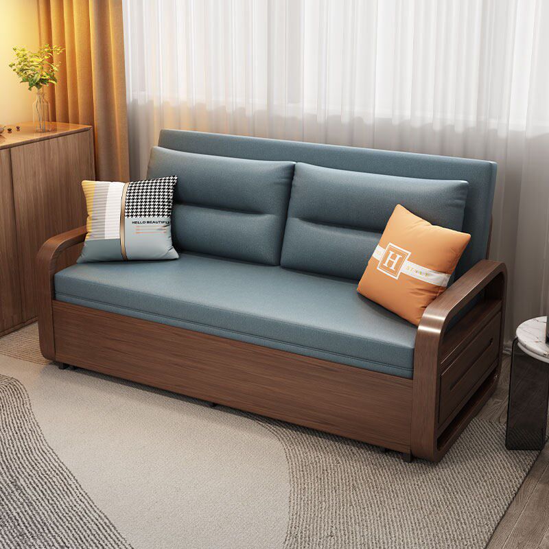 双人实木沙发床2025新款可折叠多功能两用书房客厅小户型科技布