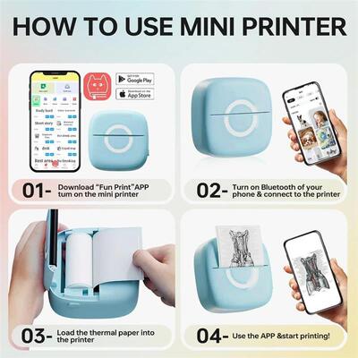 Mini thermal printer portable wireless printer with bluetoot