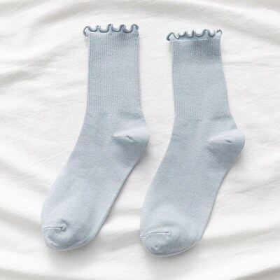 Stacked Socks JK Girl Mid Tube Socks Plain Rolled Edge Japan