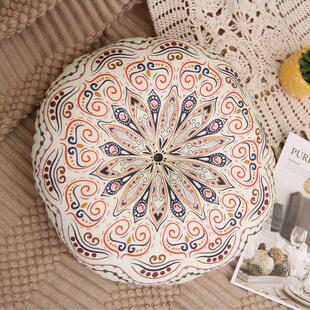 Vintage Round Futon Seat Cushion Retro Ethnic Bay Window
