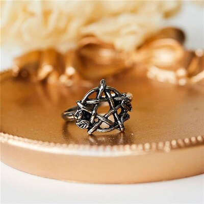 Gothic Pentagram Vines Ring Vintage Knuckle Finger Rings for