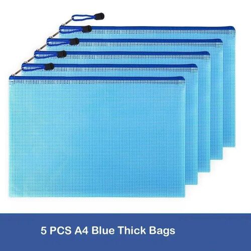 5pcs Mesh Zipper Pouch Document Bag Waterproof Zip File Fold