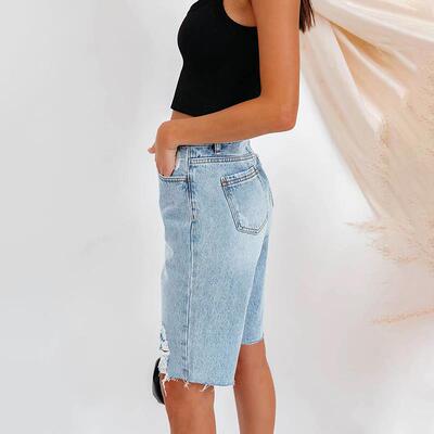 2023 New Cycling Denim Shorts Woman Fashion High Waist Hole