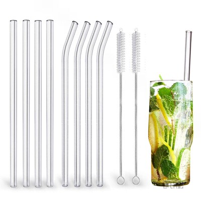 High Borosilicate Glass Straws Eco Friendly Reusable Drinkin