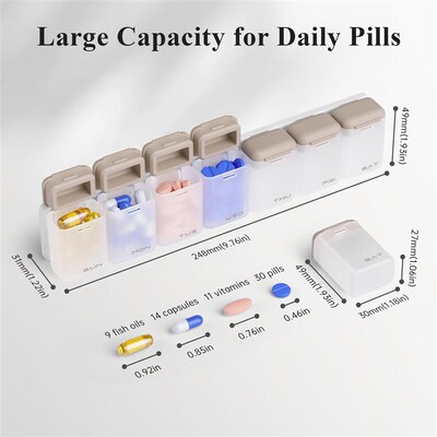 亚马逊新款 Weekly Pill Organizer 1 Time a Day 磁吸药丸盒子