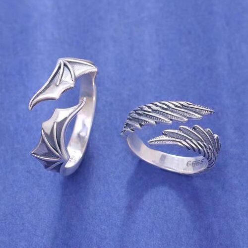 Retro Angel Demon Wing Couples Rings Fashion Men Women Jewel