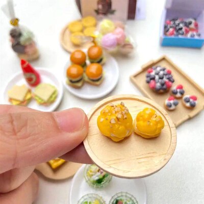 1 Set 2 Miniature Hamburger Mini Fruit Salad Pretend Food fo