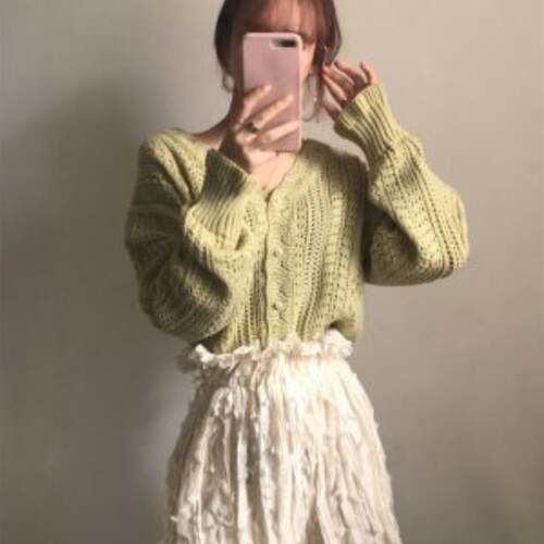Fitaylor Autumn Spring Hollow Out V-Neck Pearl Buttons Singl