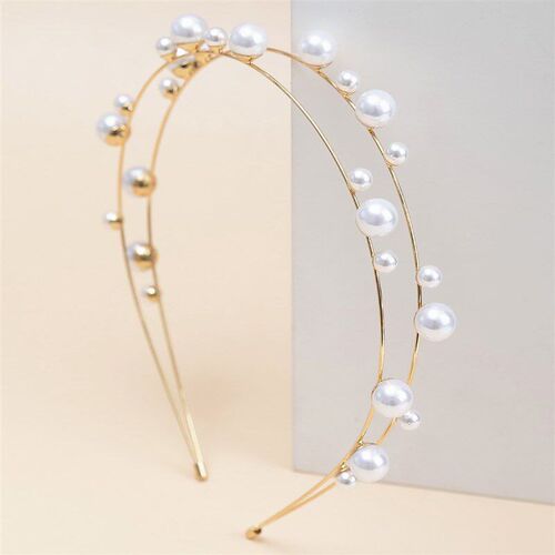 New Double Layer Pearl Hairband Big Small Pearl Hair Accesso