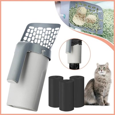 Cat Litter Scoop with Refill Bag For Pet Filter Clean Toilet