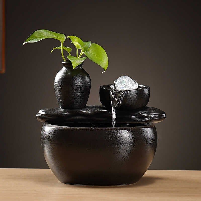 陶瓷流水器摆件中式喷泉装饰水景桌面招财客厅桌面玄关办公室鱼缸,家居饰品,流水摆件,淘宝优惠券,粉丝福利购,淘宝优惠卷