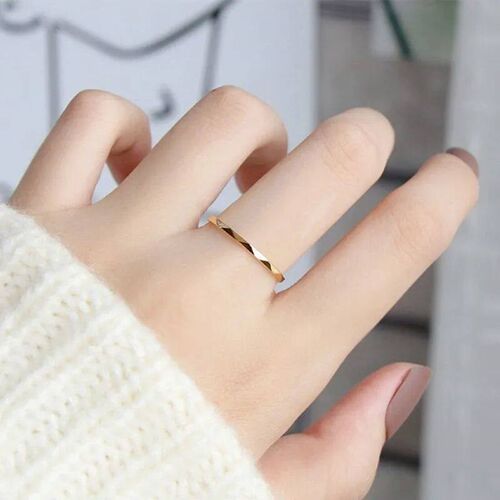 1mm Thin Stackable Ring Stainless Steel V Faceted Knuckle Mi