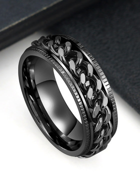 Mens titanium steel can rotate chain ring stainless steel p