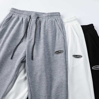 Mens Casual Pants Spring an Autumn Loose Waffles Pants Men