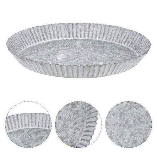 Galvanized Iron Tray Detachable Centerpiece Grey Decorative