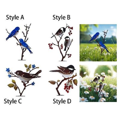 Metal Birds on Branch Centerpiece Elegant Bird Statue Metal