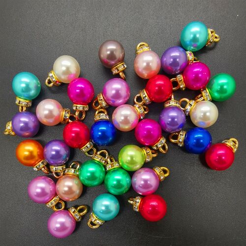 DIY 16pcs 10MM Mini Color Acrylic Pearl Pendant Beads Charm
