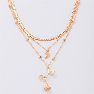Multilayer Moon Gold bls Necklaces Bohemia Pendant miracle