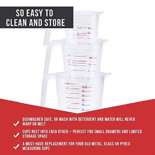 250/500/1000ML Quality Plastic Measuring Cup Jug Pour Spout