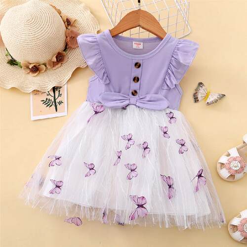 1-5Years Kids Girl Princess Dress Beautiful Butterfly Ruffle