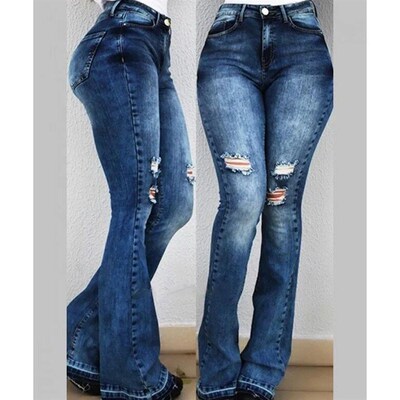 High Waist Retro Flared Jeans For Women Slim Hip Lift Stch