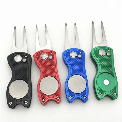 Stainless Steel Golf Divot Repair Switchblade Tool Pitch Gro