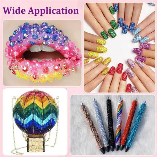 40 Grid AB Color Nail Rhinestones+ B-7000 Glue Set,Multi-Pur