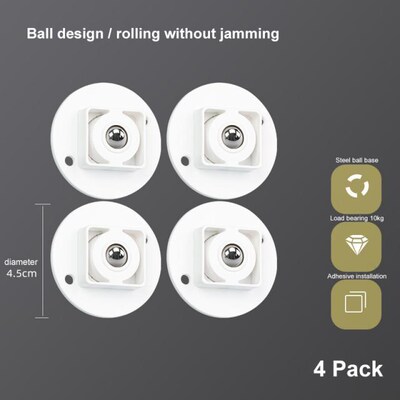 4Pcs Storage Box Pulley Self-adhesive Wheels Swivel Casters