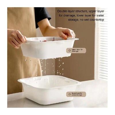 Double layer Draining Baskets Stackable Food Grade Colander