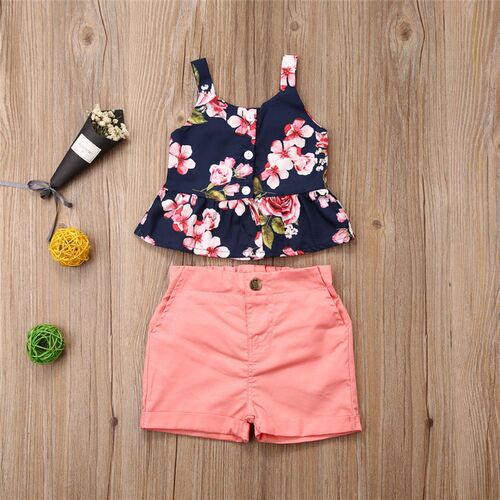 2023 Baby Summer Clothing 1-6y Floral Newborn Baby Girl 2pcs