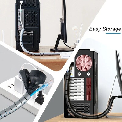 Black Cable Wire Protector Cable Organizer Management Pipe F