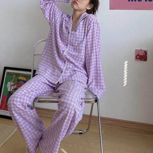 emale Pyjamas Womens Princess Elegant Soft Long Sleeve Plaid