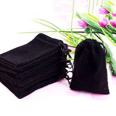 useful 2023 hot jewelry gift bag dark black velvet pouch gif