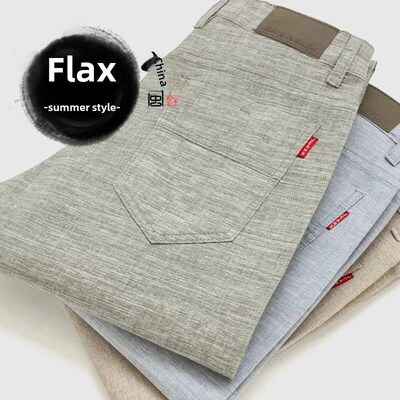 Casual Slim Fit Summer Thin Cotton Linen Trousers For Men Yo