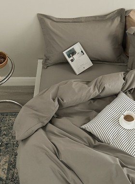 简约纯灰色长绒棉男生被床单四件 100支股磨毛1.8m床笠/品