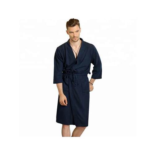 Waffle Japanese kimono bathrobe mens thin bathrobe parents
