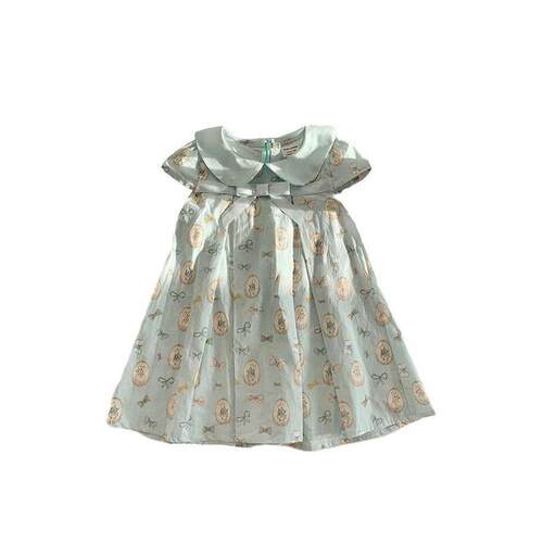 French Bow Pleated Girls Dress Summer Peter Rabbit Shortsl