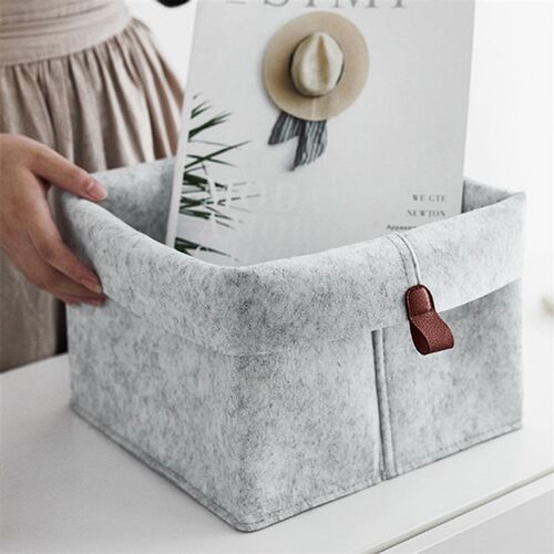 1pc Nordic Felt Storage Basket Living Room Tea Table Black G