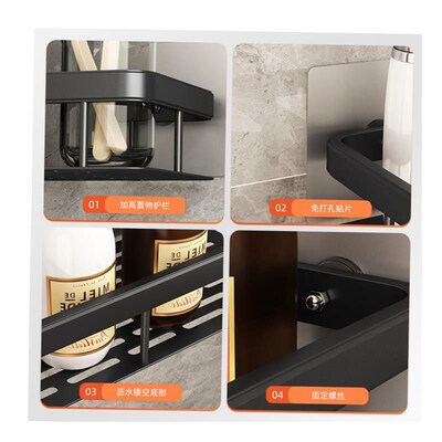 Bathroom shelf wall hanging toilet shower room storage rack