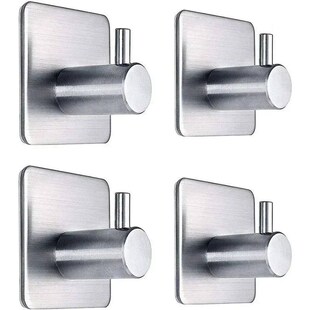 4Pcs Stainless Steel Bathroom Robe Hooks Adhesive Wall Hook