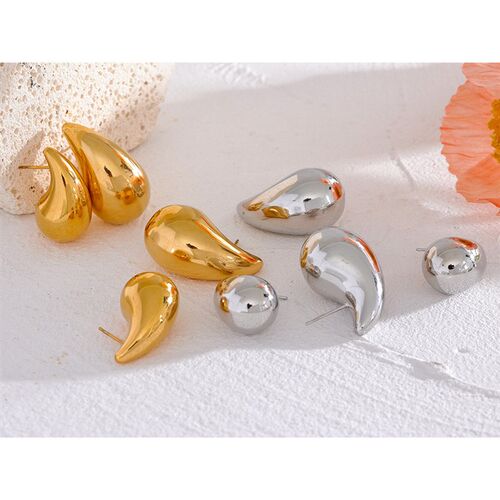Yhpup 2023 Stainless Steel Water Drop Fashion Hollow Stud Ea