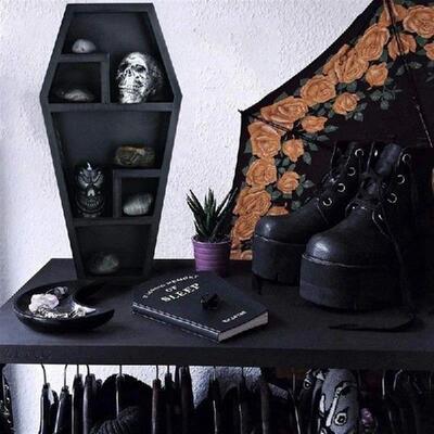 1+PCS+Solid+Floating+Wall+Shelves+Coffin+Shelf+Black+For