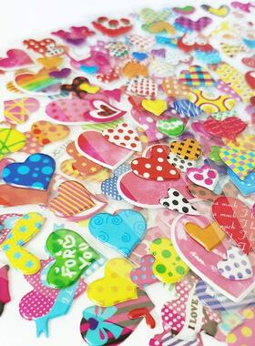 8sheets 3D Cartoon Sweet Hearts Stickers for Girls Kids Birt