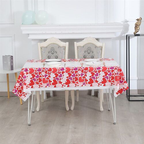 Onetime PE Plastic Heart Tablecloth Wedding Tablecloth Valen