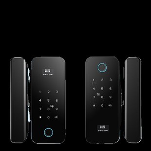 锁霸办公室玻璃门密码锁免开孔开门单门对开有框电子智能指纹门