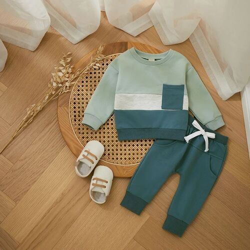 2PCS Winter Baby Tracksuit For Toddler Boys Outfits Contrast
