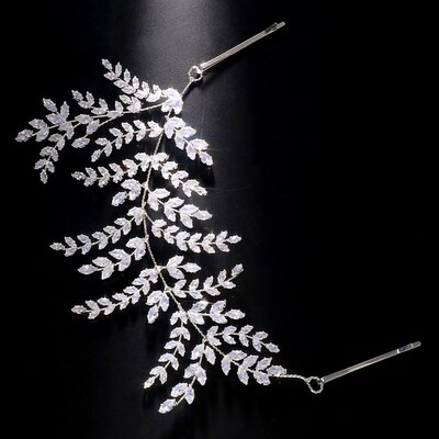 Luxury Bridal Zircon Leaf Headband Hairpin Accessories for W