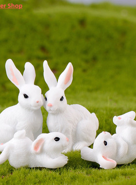 Cute Resin Bunny Ornament Home Miniature Landscape Decoratio